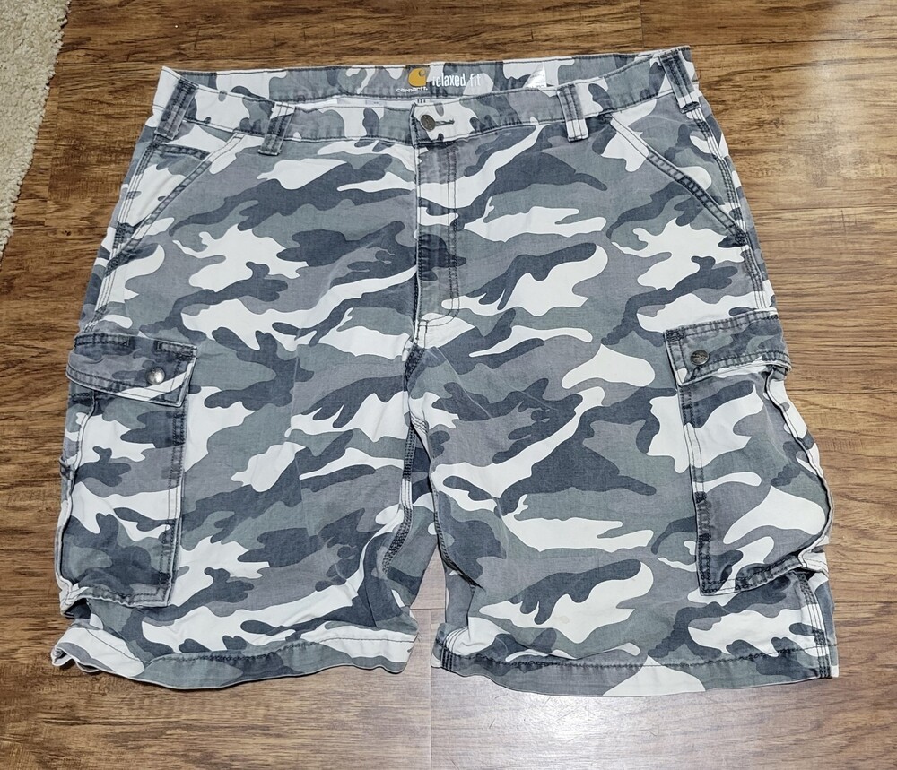 Carhartt Gray Camo Cargo Shorts Relaxed Fit Bottoms Men’s Size 42 100279-071 - Picture 3 of 12